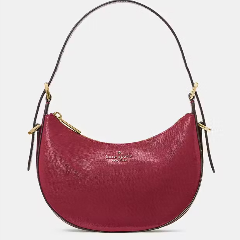 NWT NEW KATE SPADE Nova Crescent Crossbody Shoulder patent leather Bag Red Jam
